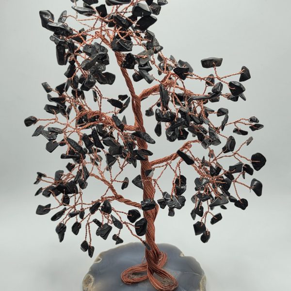 Árbol Turmalina Negra Base Piedra Ágata Natural