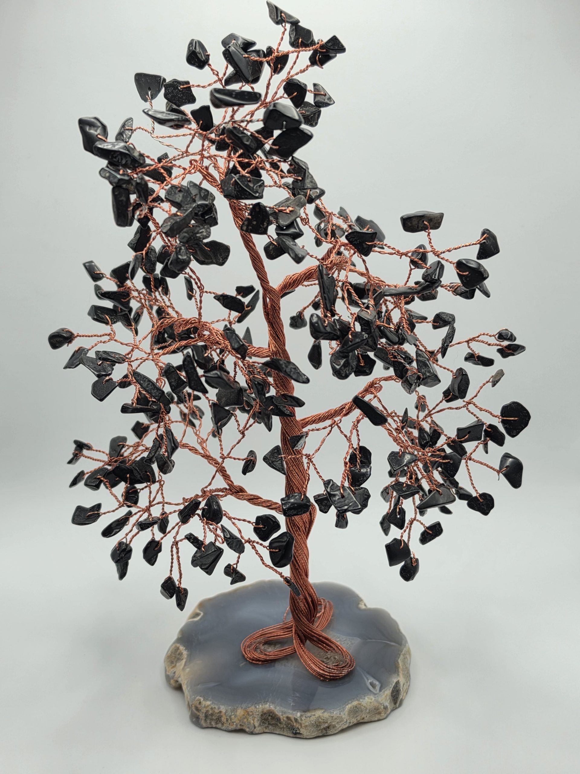 Árbol Turmalina Negra Base Piedra Ágata Natural