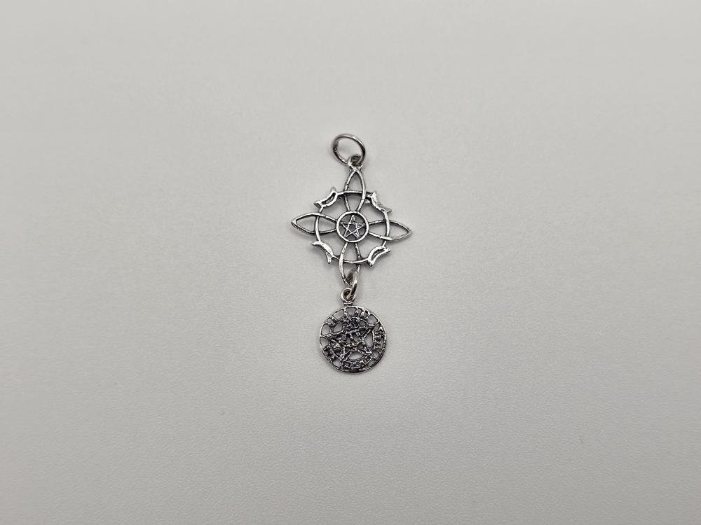 COLGANTE DOBLE PROTECCION PLATA ENVEJECIDA