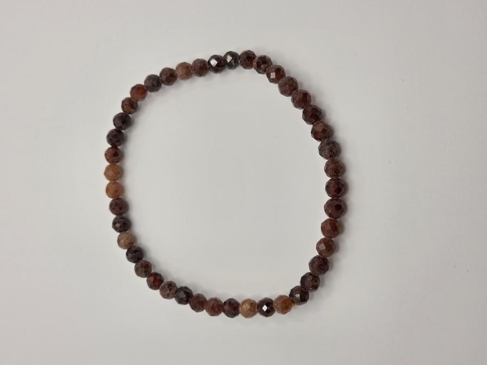 PULSERA ÁGATA CARNEOLA ELASTICA FACETADA BOLA 4MM