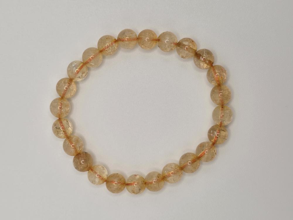 PULSERA CITRINO NATURAL BOLA 8MM