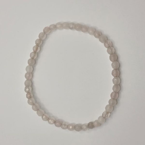 PULSERA CUARZO ROSA FACETADA ELÁSTICA BOLA 4MM