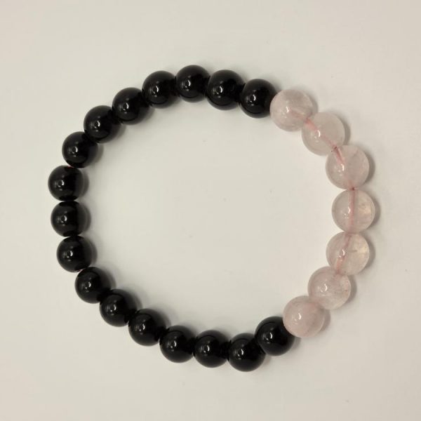 Home PULSERA OBSIDIANA-CUARZO ROSA BOLA 8MM