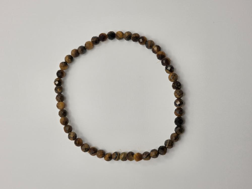 PULSERA OJO DE TIGRE FACETADA ELASTICA BOLA 4MM