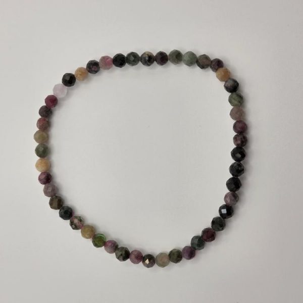 PULSERA TURMALINA MULTICOLOR FACETADA BOLA 4MM