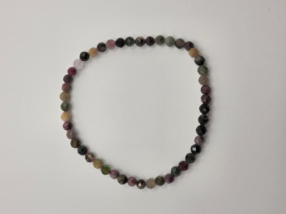 PULSERA TURMALINA MULTICOLOR FACETADA BOLA 4MM