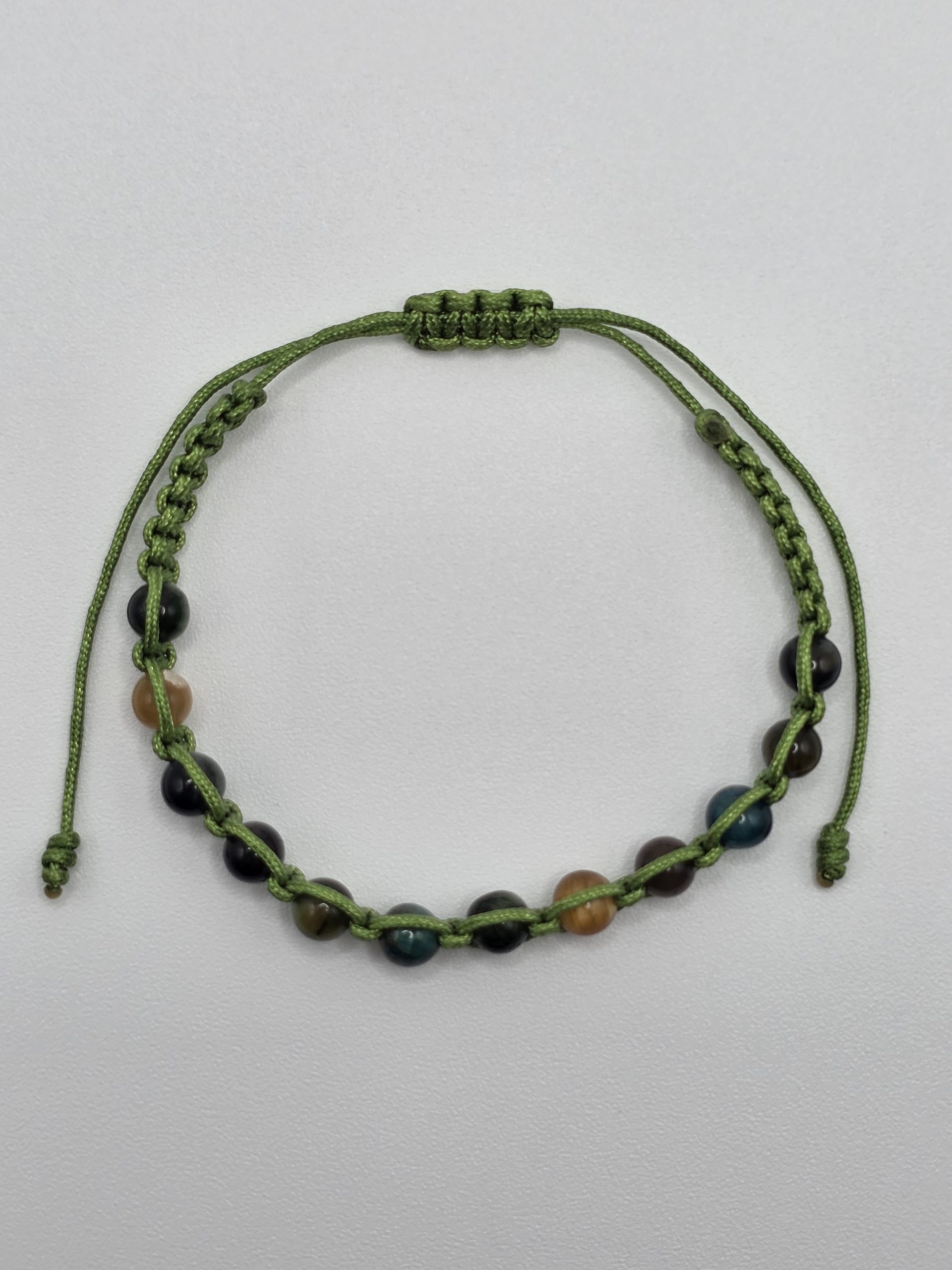 pulsera ojo de tigre multicolor bola 4mm ajustable