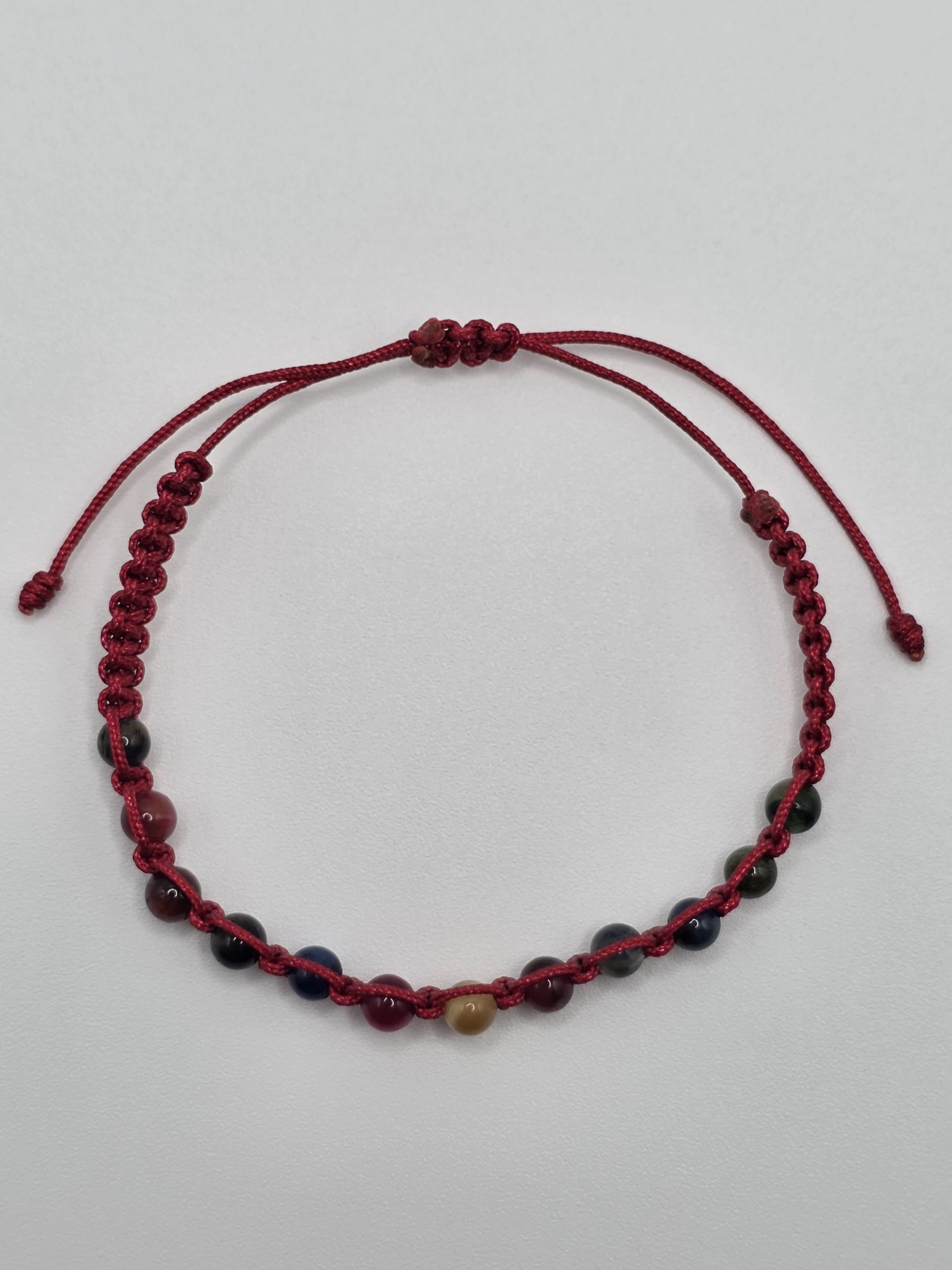 pulsera ojo de tigre multicolor bola 4mm ajustable