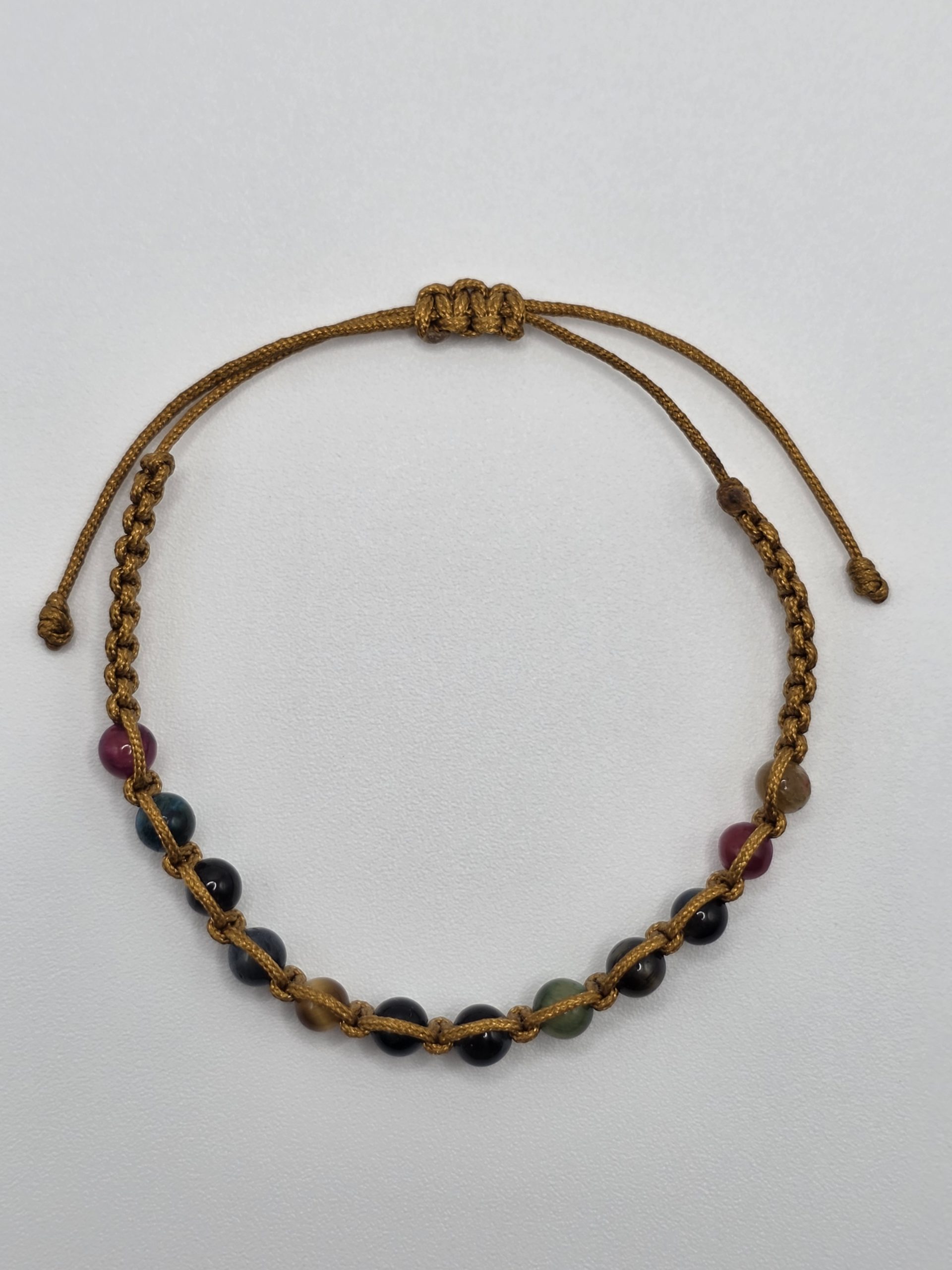 pulsera ojo de tigre multicolor bola 4mm ajustable
