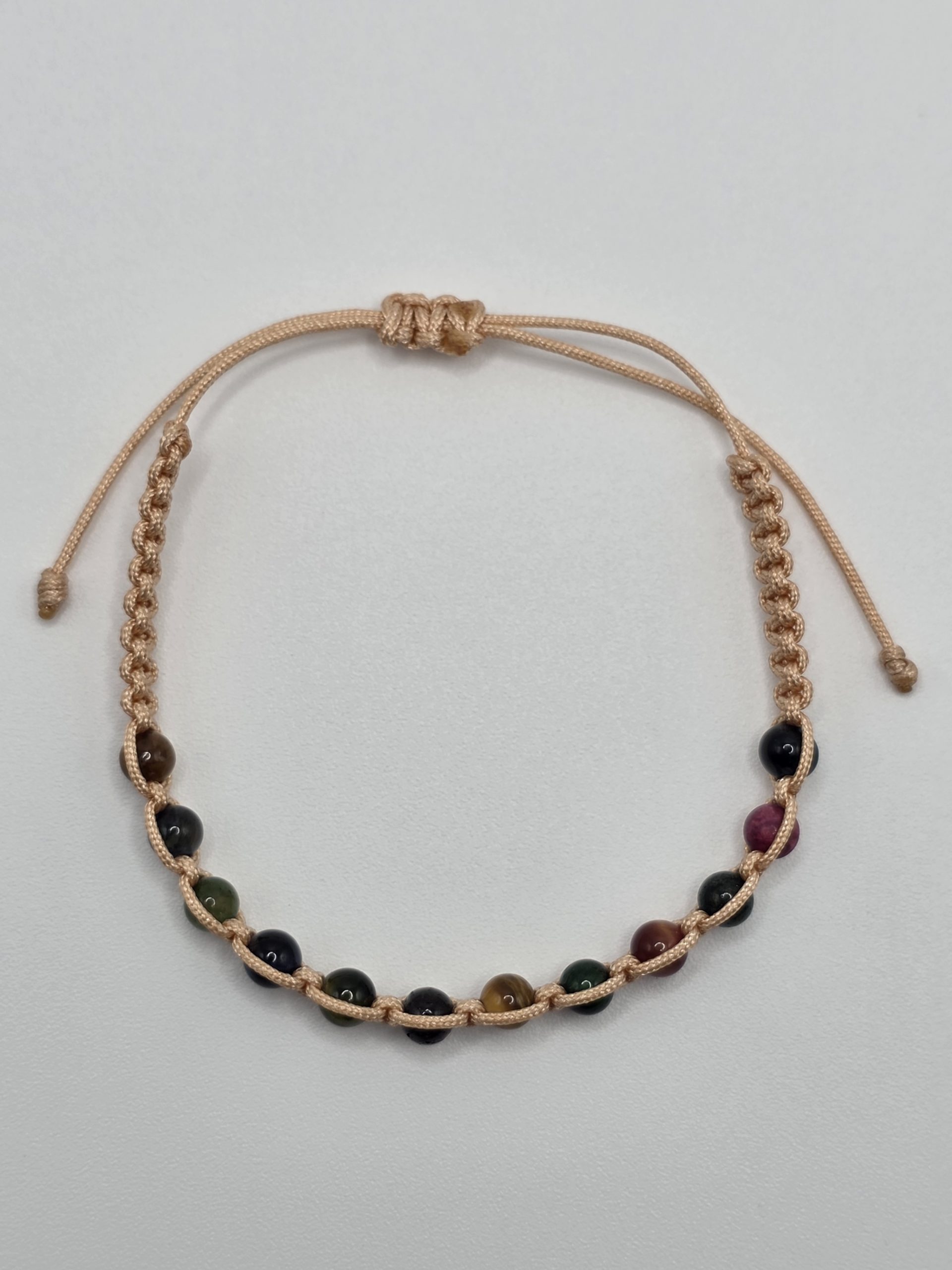 pulsera ojo de tigre multicolor bola 4mm ajustable