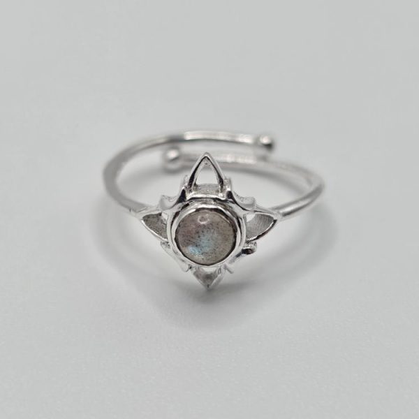 ANILLO PLATA AJUSTABLE LABRADORITA NUDO DE BRUJA