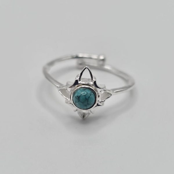 ANILLO PLATA AJUSTABLE TURQUESA NUDO DE BRUJA