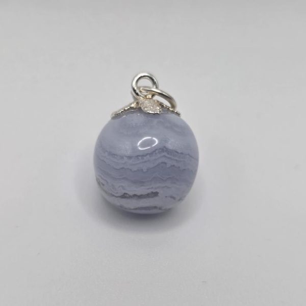 Colgante Calcedonia Azul Rodado Plata de Ley