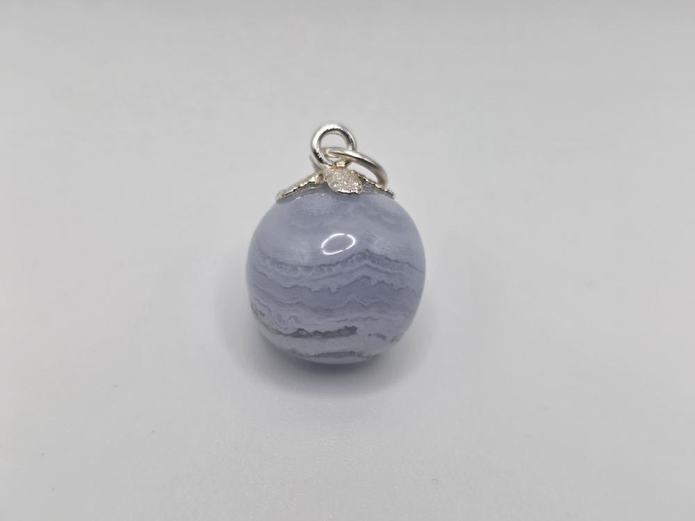 Colgante Calcedonia Azul Rodado Plata de Ley