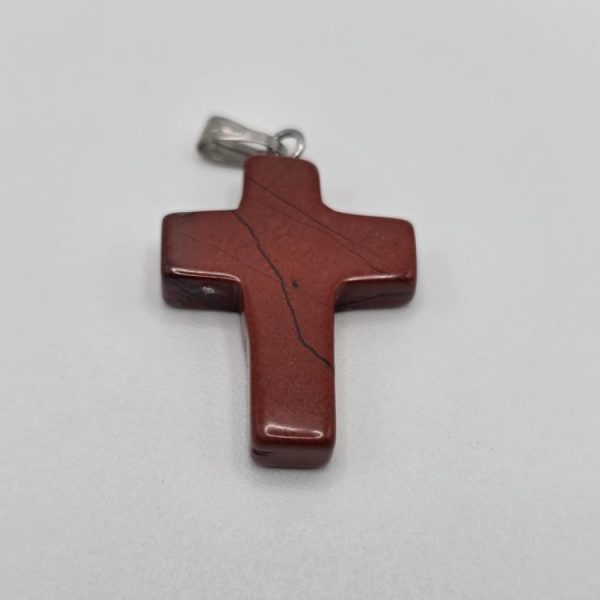 Colgante Cruz Jaspe Rojo