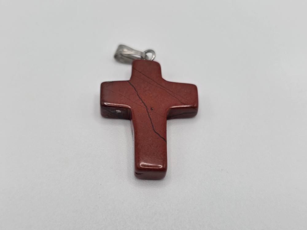 Colgante Cruz Jaspe Rojo