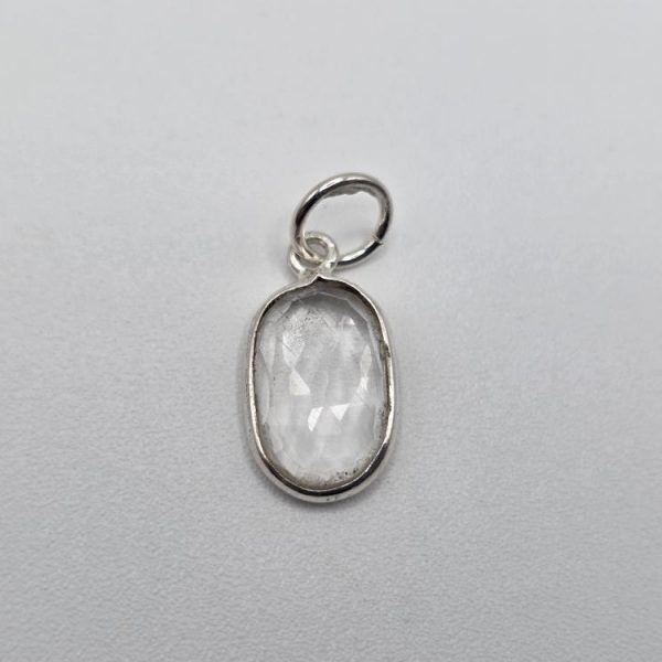 Colgante Cuarzo Blanco Facetado Plata de Ley