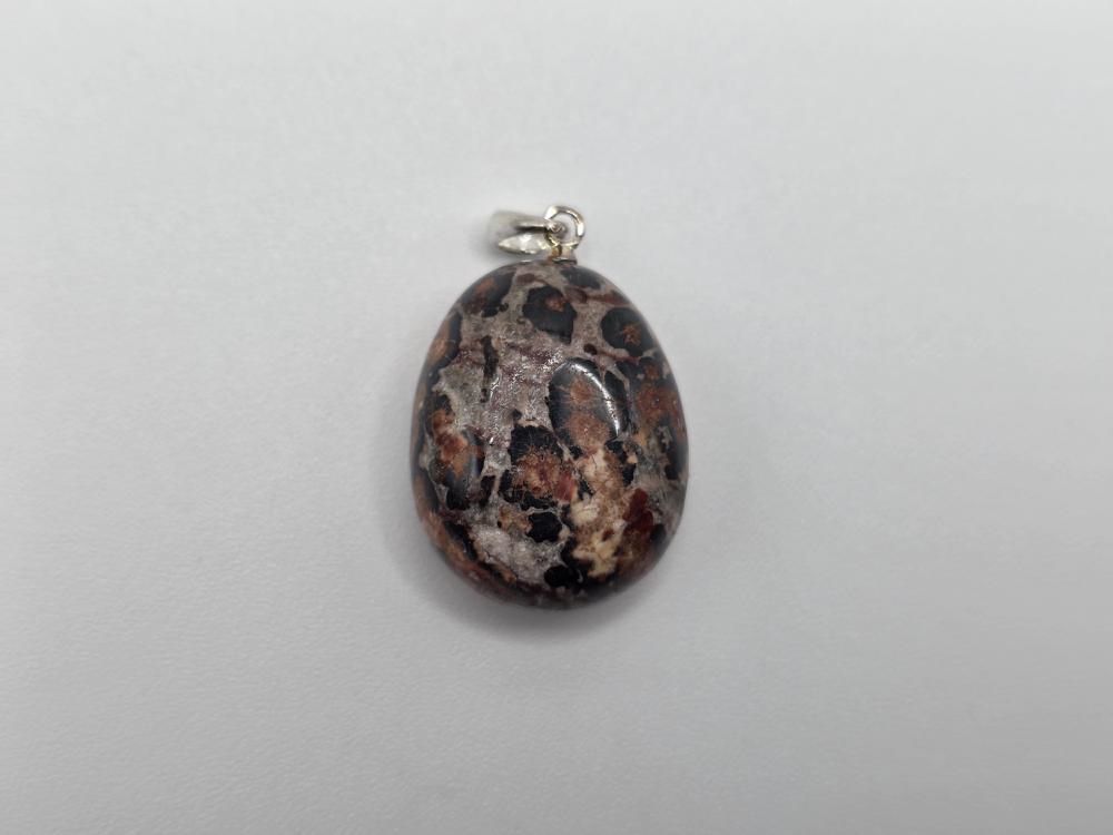 Colgante Jaspe Leopardo Rodado Plata de Ley