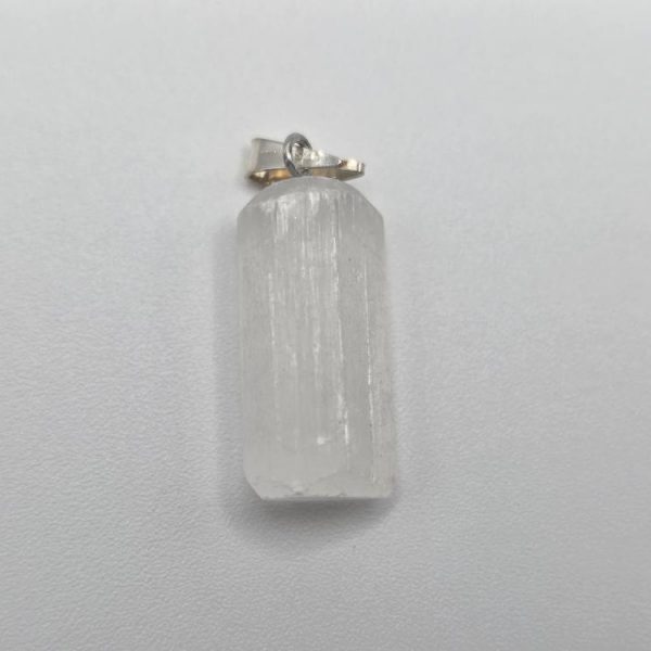 Colgante Selenita Cilíndrica Pulida Plata de Ley