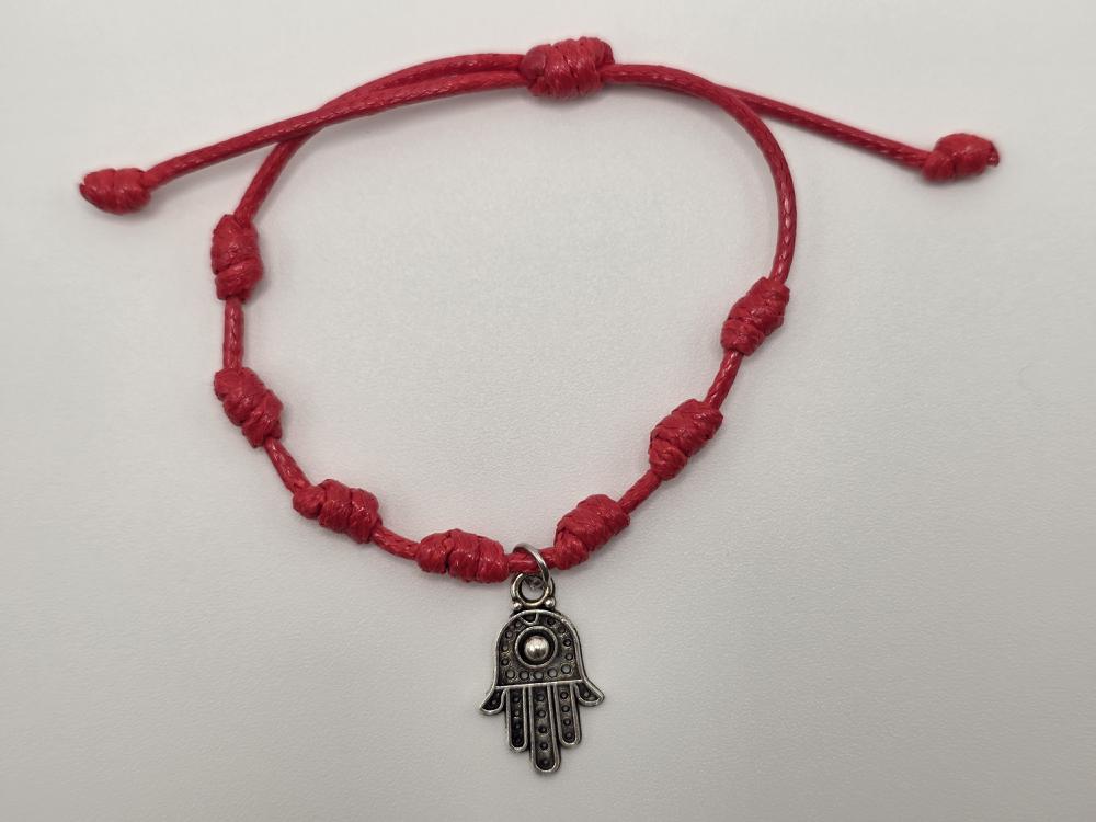 PULSERA 7 NUDOS CON DIJE DE MANO FÁTIMA