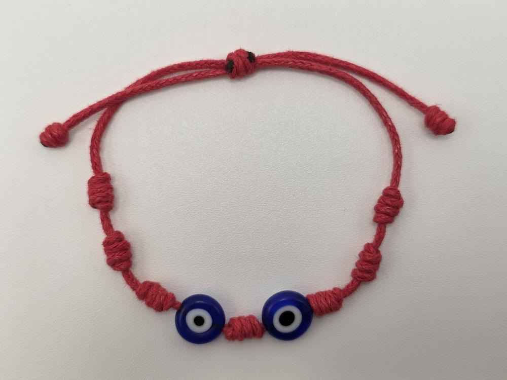 PULSERA 7 NUDOS OJO TURCO DOBLE CRISTAL