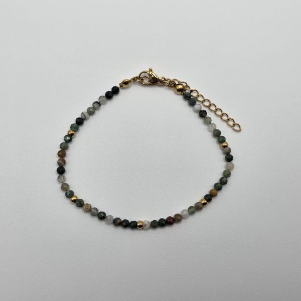 PULSERA ÁGATA INDIA FACETADA ACERO INOX DORADO