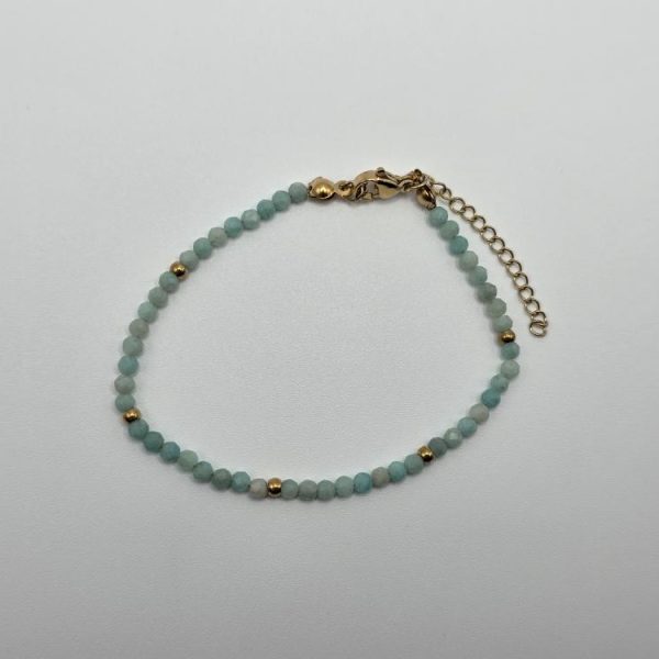 PULSERA AMAZONITA AFRICANA FACETADA ACERO DORADO