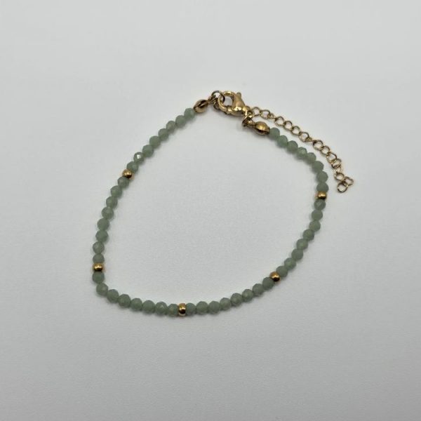 PULSERA AVENTURINA FACETADA ACERO INOX DORADO