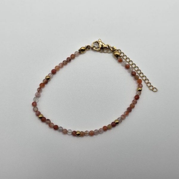 PULSERA CARNEOLA FACETADA ACERO INOX DORADO