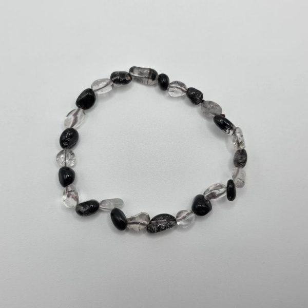 PULSERA CUARZO TURMALINADO PIEDRAS IRREGULARES