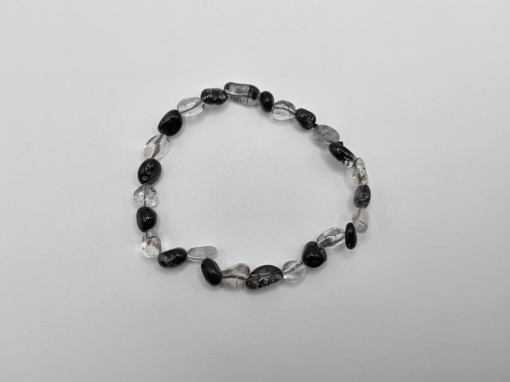 PULSERA CUARZO TURMALINADO PIEDRAS IRREGULARES