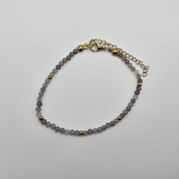 PULSERA IOLITA FACETADA ACERO INOX DORADO