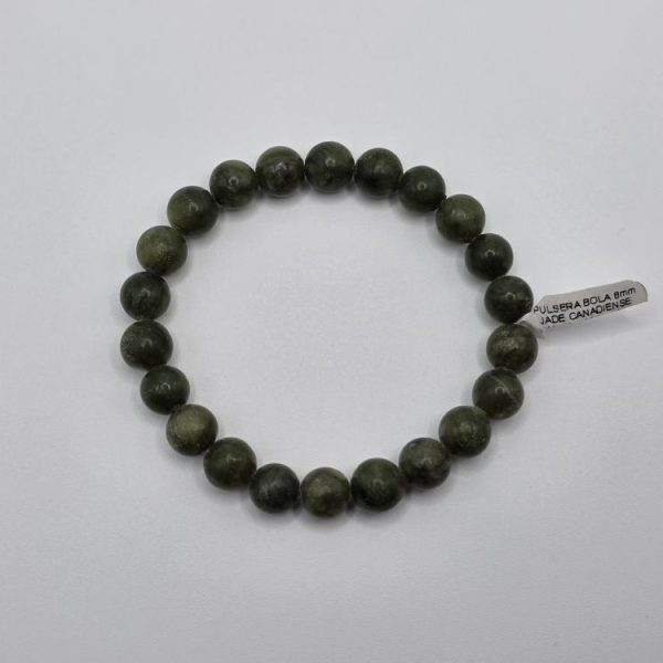 PULSERA JADE VERDE CANADIENSE BOLA 8MM