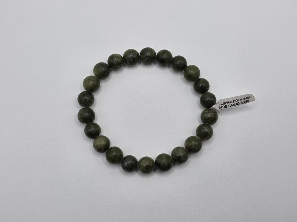 PULSERA JADE VERDE CANADIENSE BOLA 8MM