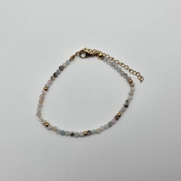 PULSERA MORGANITA FACETADA ACERO INOX DORADO
