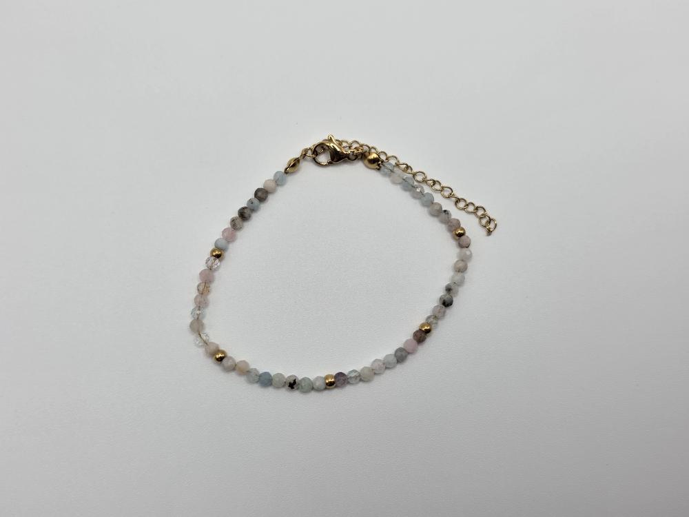 PULSERA MORGANITA FACETADA ACERO INOX DORADO
