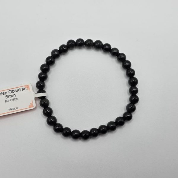 PULSERA OBSIDIANA DORADA 6MM