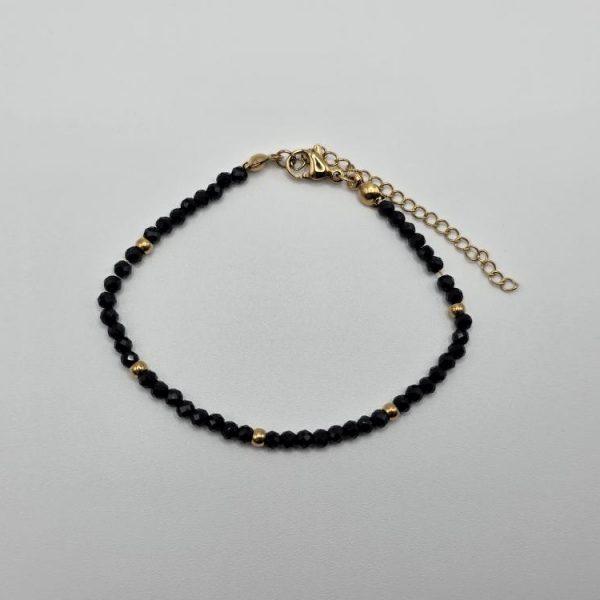 PULSERA ONIX FACETADA ACERO INOX DORADO