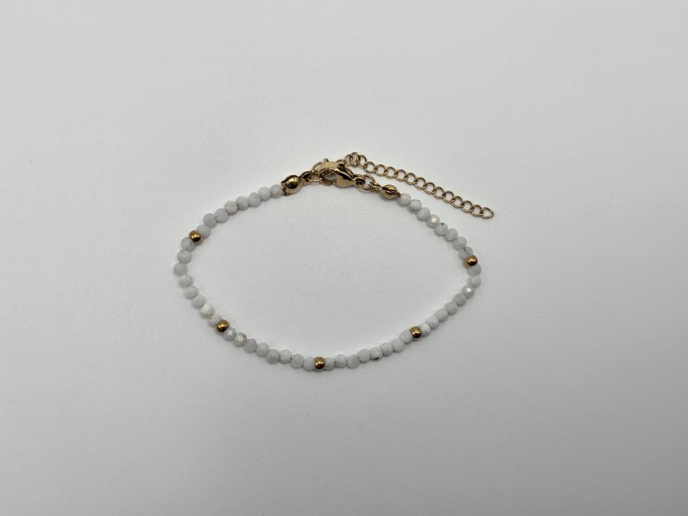 PULSERA PIEDRA LUNA FACETADA ACERO INOX DORADO