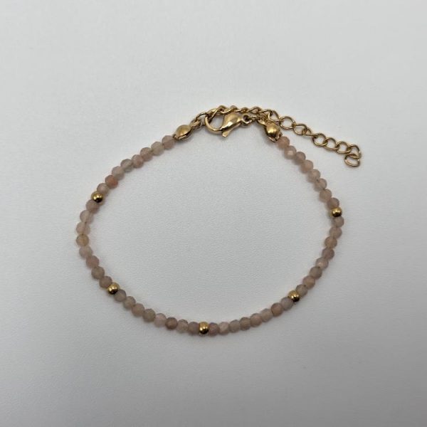 PULSERA PIEDRA SOL FACETADA ACERO INOX DORADO