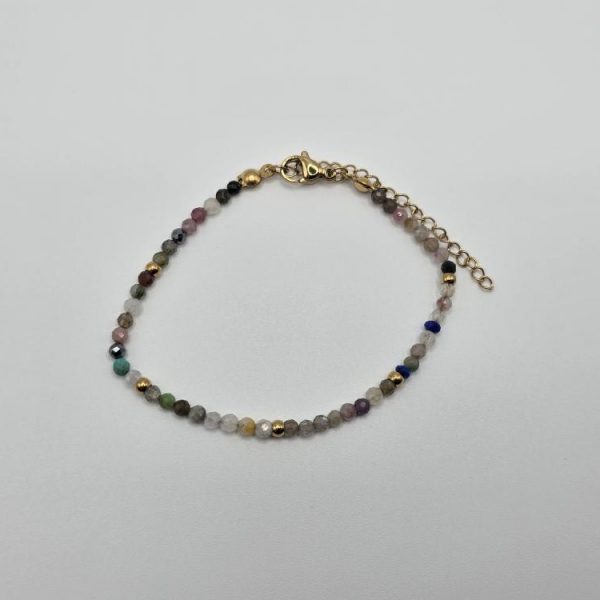 PULSERA TURMALINA MULTI FACETADA ACERO INOX DORADO