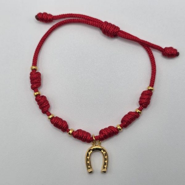 Pulsera 7 Nudos con Herradura Dorada