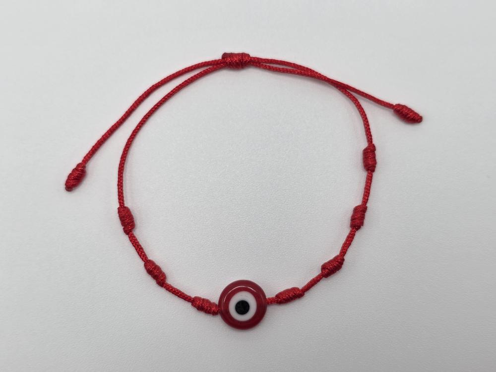 Pulsera 7 Nudos con Ojo Turco Rojo
