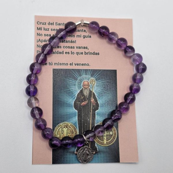 Pulsera Amatista San Benito Plata de Ley XL