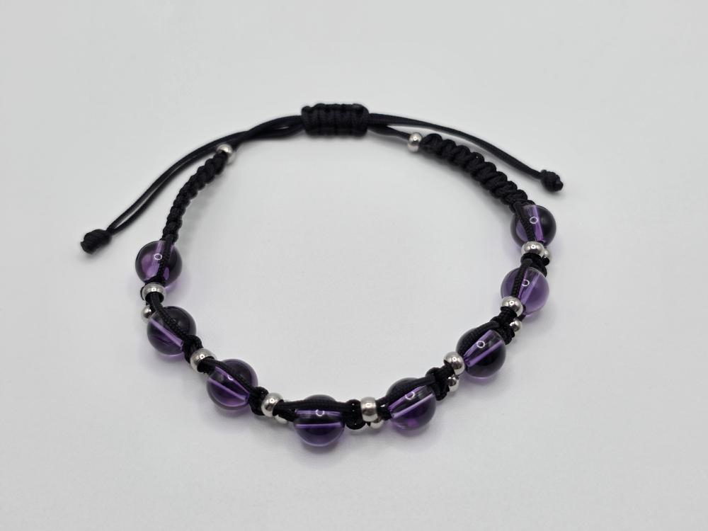Pulsera Amatista con Embellecedores de Acero Inox