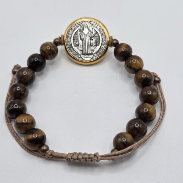 Pulsera Ojo de Tigre con San Benito