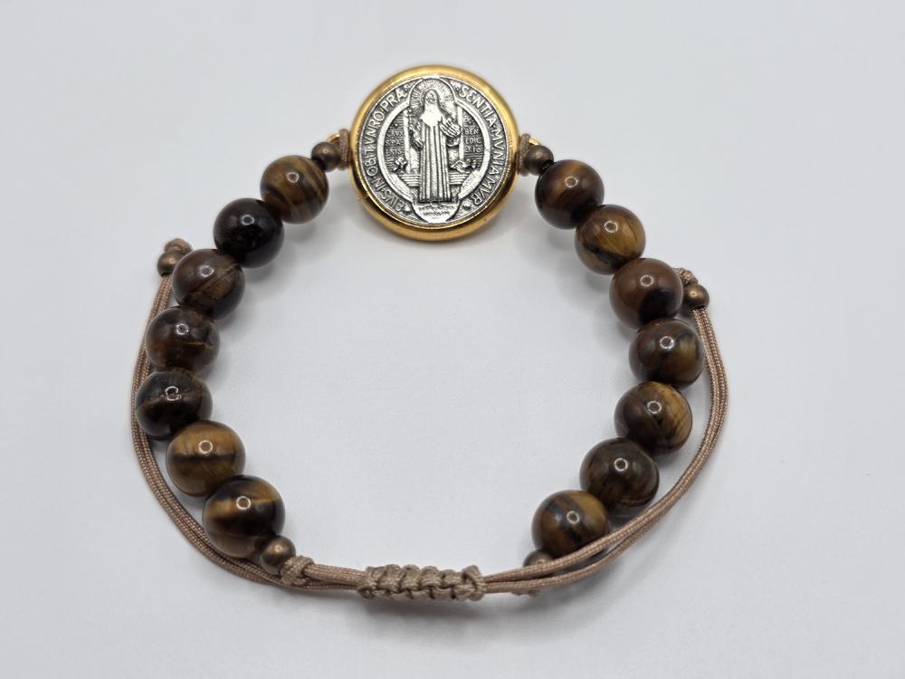 Pulsera Ojo de Tigre con San Benito