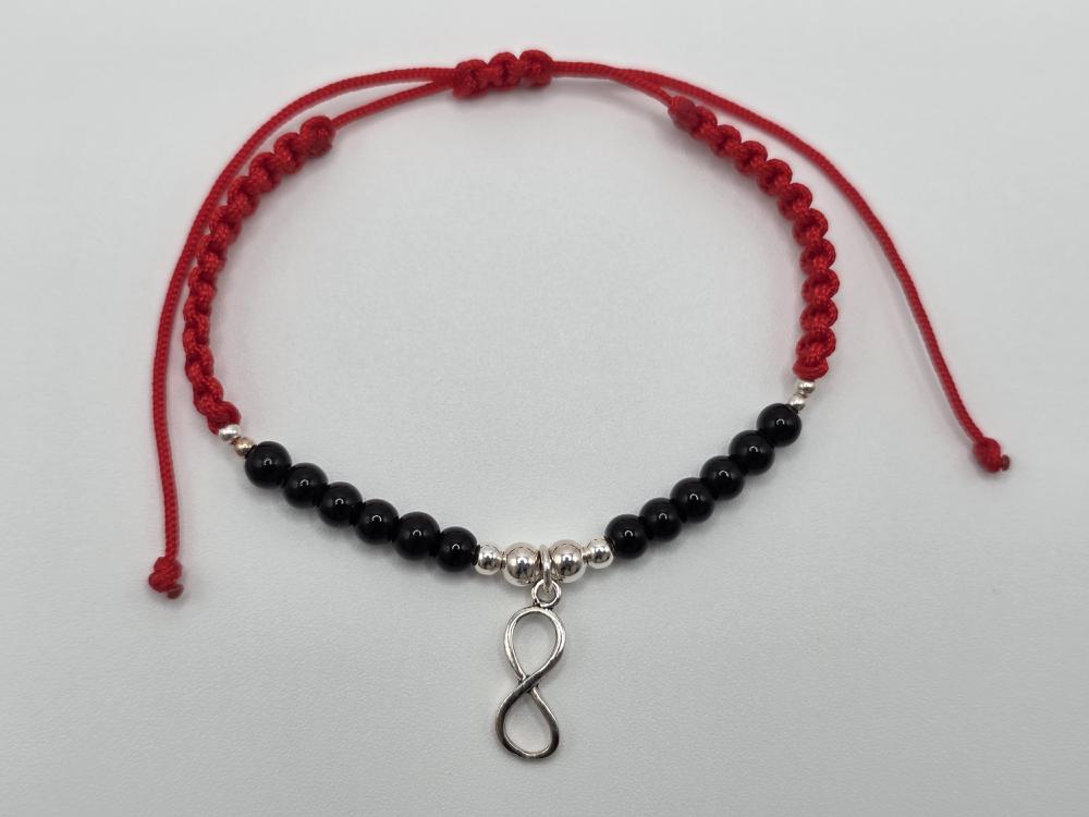 Pulsera Ónix con Infinito Plata de Ley