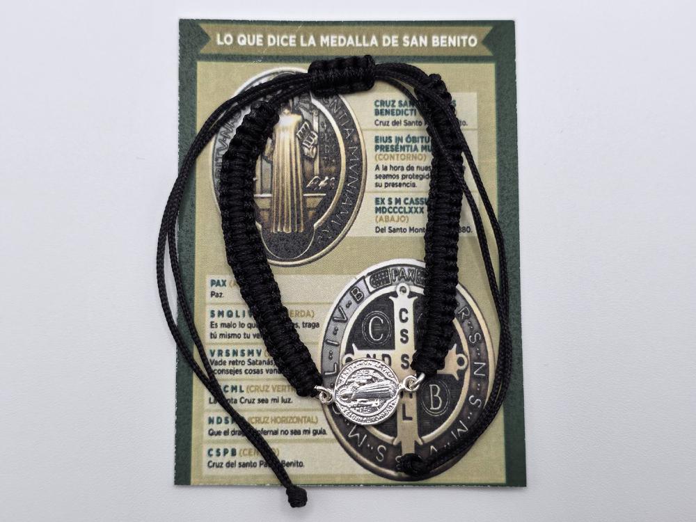 Pulsera San Benito Plata de Ley Negra