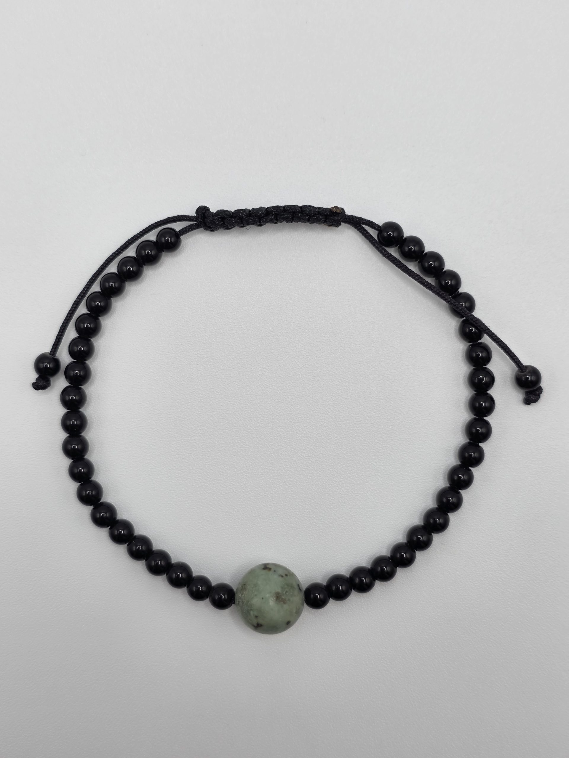 pulsera obsidiana y turquesa africana ajustable